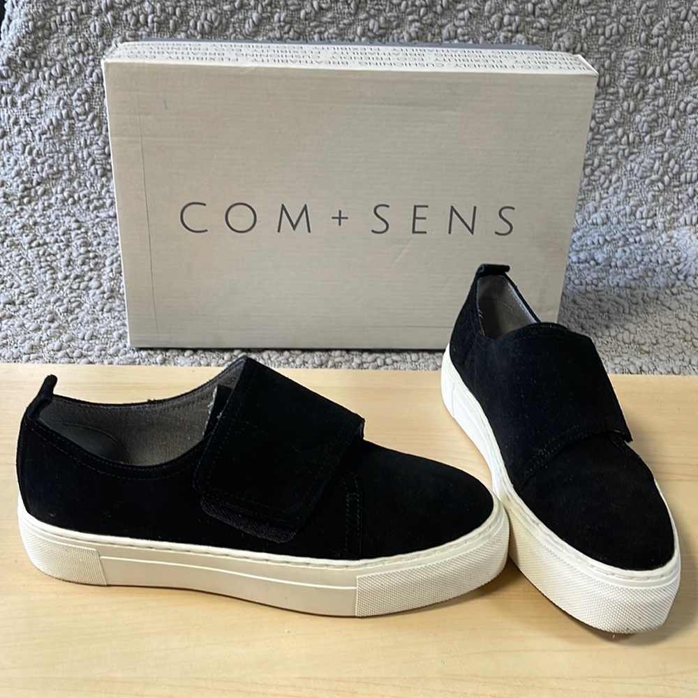 COM & SENS ‘Lidda’ Black Suede Platform Sneaker